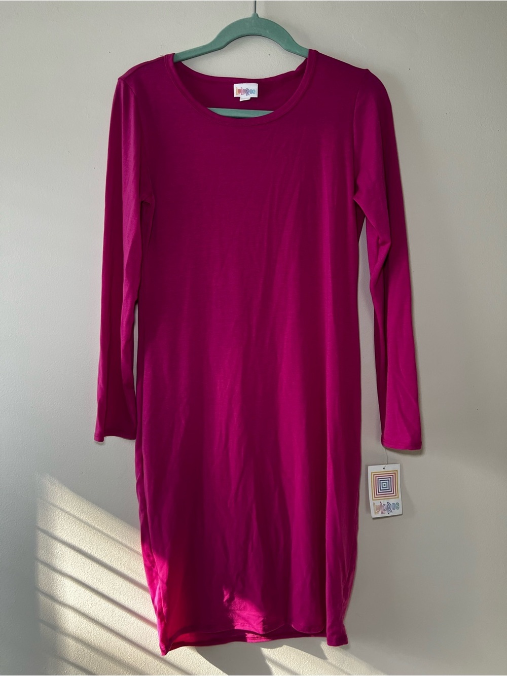 LuLaRoe Long Sleeve Fuchsia Crewneck Dress